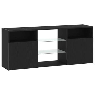 Tv-meubel met LED 120x30x50 cm bewerkt hout zwart eiken