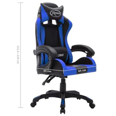 Racestoel met RGB LED-verlichting kunstleer blauw en zwart - thumbnail