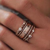 5 stuks/set mode vrouwen Rose gouden Strass elegante ringen sieraden set ring maat: 6 - thumbnail
