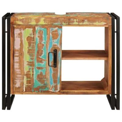 Wastafelonderkast met de deur Massief Gerecycled Hout, Ijzer