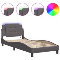 Bedframe met LED-verlichting kunstleer grijs 80x200 cm - thumbnail