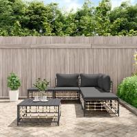 6-delige Loungeset met kussens poly rattan antracietkleurig - thumbnail