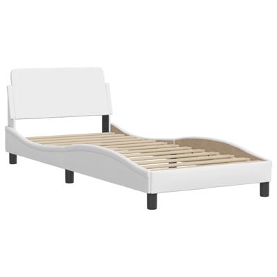 Bedframe met LED-verlichting kunstleer wit 140x200 cm