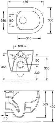 Saqu Home compact en randloos hangtoilet met PowerFlush en quickrelease toiletbril mat wit