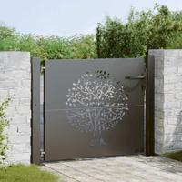VidaXL Tuinpoort met slot zwart 110 x 105 cm poedergecoat staal - thumbnail