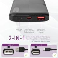 Powerbank | 10000 mAh | 2x 3.0 A | Outputs: 2 | Output: 1x USB-A / 1x USB-C | Inputs: 1x Micro USB / 1x USB-C | PD2.0 18W | Lithium-Polymeer - thumbnail