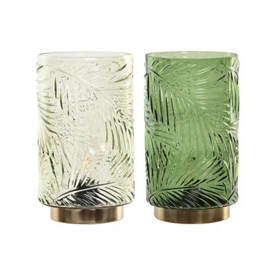 Verlichte decoratie Home ESPRIT Metaal Kristal Tropisch 14 x 14 x 26 cm (2 Stuks)