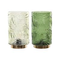 Verlichte decoratie Home ESPRIT Metaal Kristal Tropisch 14 x 14 x 26 cm (2 Stuks) - thumbnail