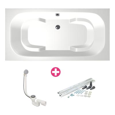 Xenz Tanga Duobad - 180x90x51 - afvoer Midden - acryl - wit 6920-01