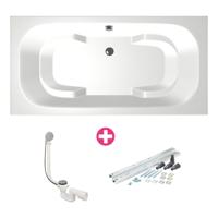 Xenz Tanga Duobad - 180x90x51 - afvoer Midden - acryl - wit 6920-01 - thumbnail