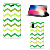 Apple iPhone X | Xs | Hoesje met Magneet | Zigzag Groen - thumbnail
