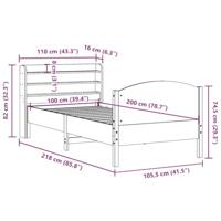 Bedframe zonder matras massief grenenhout wit 140x200 cm - thumbnail