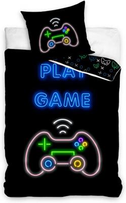 Gamer Play Game Dekbedovertrek Glow in the Dark zwart 140 x 200 cm - 70 x 90 cm - katoen