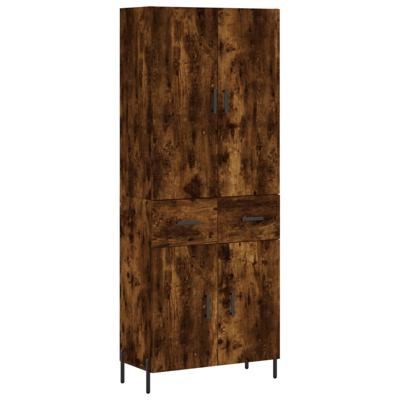 Hoge kast 69,5x34x180 cm bewerkt hout gerookt eikenkleurig