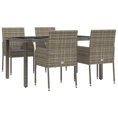 5-delige Tuinset met kussens poly rattan grijs