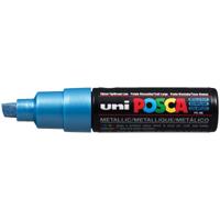 Uni Posca verfmarker 8k metallic blauw - beitelpunt 8mm - thumbnail