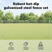 VidaXL Hek met paal zilver 0,8 x 50 m staal - thumbnail