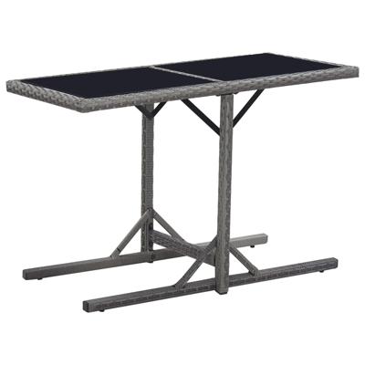 Tuintafel 110x53x72 cm glas en poly rattan zwart