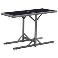 Tuintafel 110x53x72 cm glas en poly rattan zwart - thumbnail