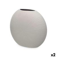 Vaas Gift Decor Grijs Keramisch Rond 36 x 34 x 16 cm (2 Stuks) - thumbnail