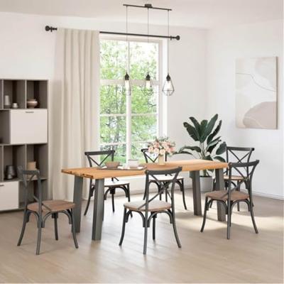 Eettafel met natuurlijke rand 220x80x74 cm massief eikenhout