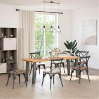 Eettafel met natuurlijke rand 220x80x74 cm massief eikenhout - thumbnail