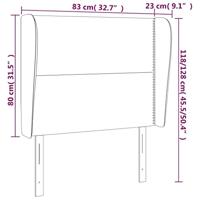 Hoofdbord met randen 83x23x118/128 cm fluweel donkergrijs - thumbnail
