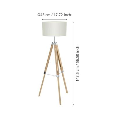 Eglo Landelijke vloerlampLantada 106cm Tripod hout met beige - 44114