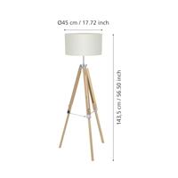 Eglo Landelijke vloerlampLantada 106cm Tripod hout met beige - 44114 - thumbnail