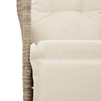 Tuinstoel verstelbaar met kussens poly rattan beige - thumbnail