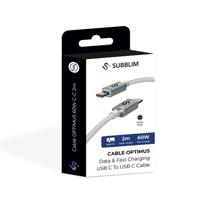SUBBLIM USB-C naar USB-C kabel, 2 m, 60 W, gevlochten nylon, compatibel met iPhone/Samsung/MacBook, wit - thumbnail