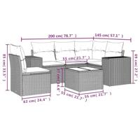 6-delige Loungeset met kussens poly rattan zwart - thumbnail