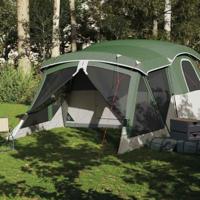 VidaXL Tent met luifel 4-persoons waterdicht groen - thumbnail
