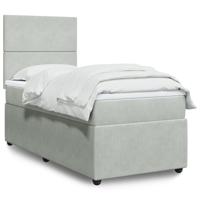 Boxspring met matras fluweel lichtgrijs 90x190 cm - thumbnail