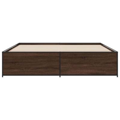 Bedframe bewerkt hout metaal bruin eikenkleur 200x200 cm