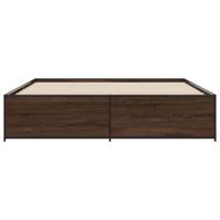 Bedframe bewerkt hout metaal bruin eikenkleur 200x200 cm - thumbnail