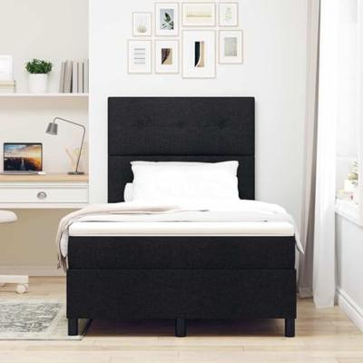 Boxspringbed met Matras & LED - Zwart, 120 x 190 cm, Stof