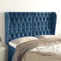 Hoofdbord met randen 163x23x118/128 cm fluweel donkerblauw - thumbnail