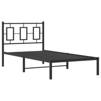Bedframe met hoofdbord metaal zwart 90x200 cm - thumbnail
