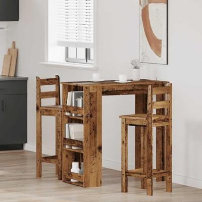 Bartafel met opbergrek 102x50x103,5 cm oud houtkleurig