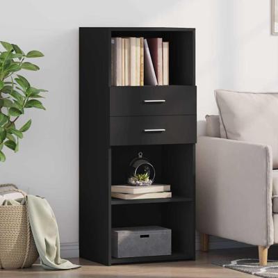 Hoge kast 50x42,5x124 cm bewerkt hout zwart