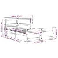 Bedframe met hoofdbord massief grenenhout wit 150x200 cm - thumbnail