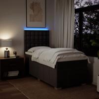 Boxspring met matras stof donkerbruin 90x190 cm - thumbnail