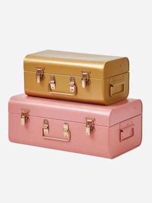 Set van 2 metalen koffers nude
