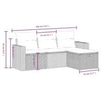 4-delige Loungeset met kussens poly rattan lichtgrijs - thumbnail