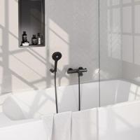 BRAUER Stripe Baddouche Thermostaatkraan SET 04 - opbouw - wandhouder - 3-standen handdouche - doucheslang - gunmetal geborsteld PVD 5-GM-343 - thumbnail