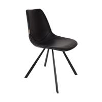 Dutchbone Eetkamerstoel 'Franky' PU, kleur Zwart - thumbnail