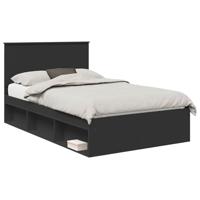 Bedframe met hoofdeinde Zwart 120 x 190 cm Massief grenenhout - thumbnail