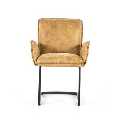 Sohome Eetkamerstoel 'Harald' Eco-leder met metaal, kleur cognac Sohome Eetkamerstoel 'Harald' Eco-leder met metaal, kleur cognac