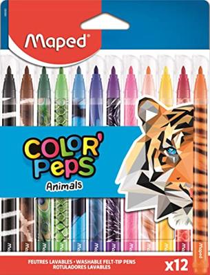 Viltstift maped colorpeps animals set 12 kleuren